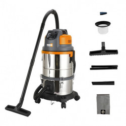 Plaster vacuum - Water and dust 1400 W 28 L - Inox tank